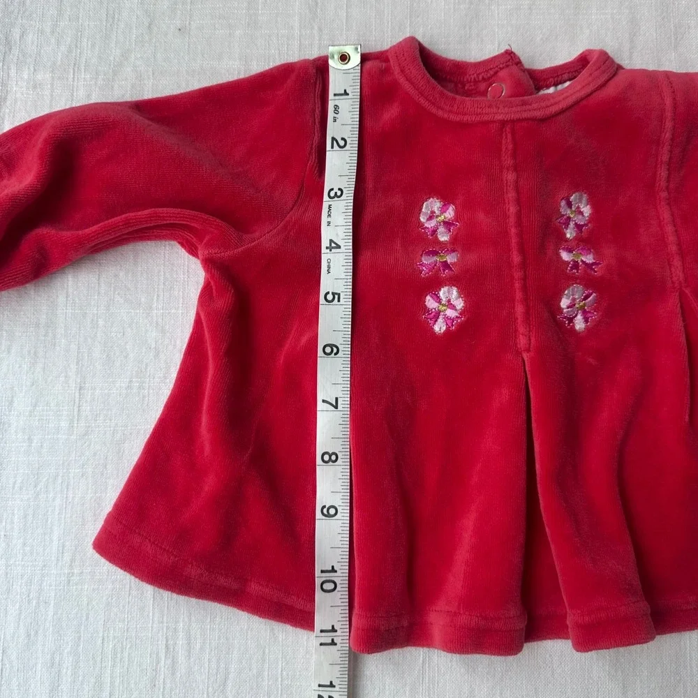 MK Bright Future Vintage Y2K Baby Velour Swing Top 6-9M Pink Floral Long Sleeve